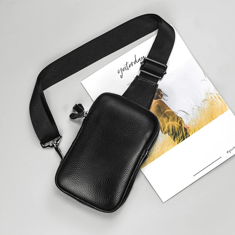 Mens Leather Small Crossbody Bag Shoulder Sling Bag Women Daypacks Chest Bag for Fishing Travel Hiking Backpacks Outdoor Sports 240829