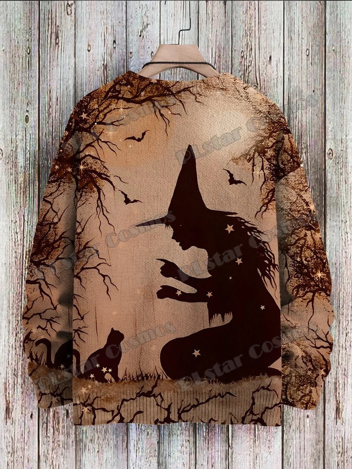 Fun Halloween Cat Frog Crow Bat Pattern 3D Printed Mens Knitted Pullover Winter Neutral Casual Knitted Pullover Sweater ZZM132 240829