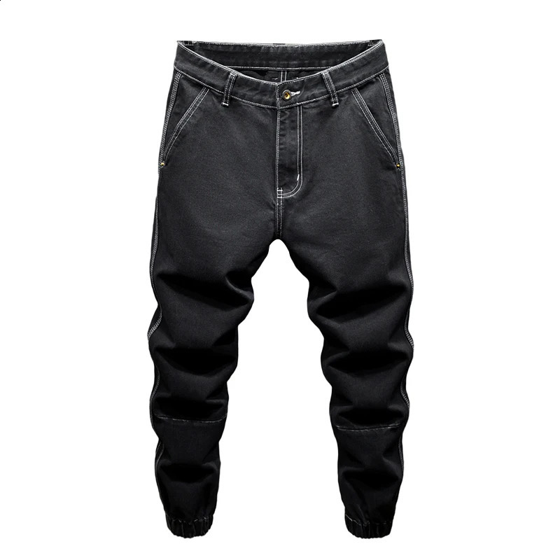 Black jeans mens harem pants loose pocket pants tapered streetwear mens clothing denim Trojan horse ly arrived in 240829