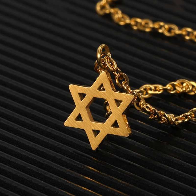 Retro Je Jewelry Star David Pendant Necklace Womens Chain Stainless Steel Israeli Emblem Talisman Solomon Logo W240828
