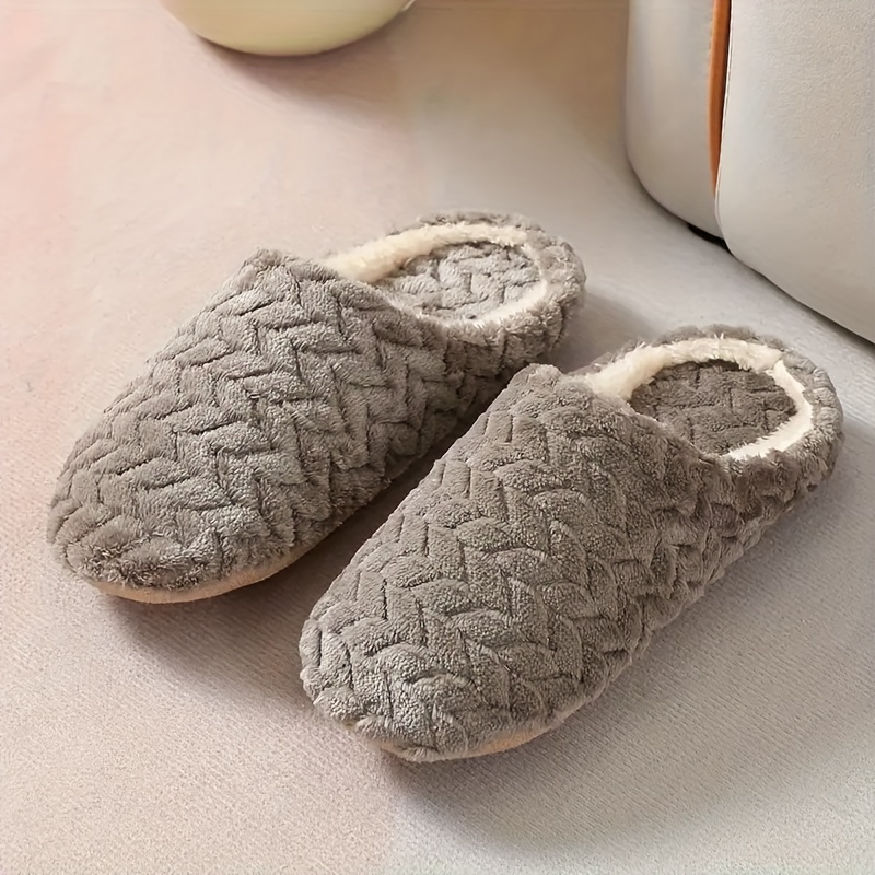 Cozy Womens Plush Indoor Slippers - Warm, Non-Slip, Soft Fabric Upper, Closed-Toe Design, Elegant Style, Slip-On Type, All-Season Comfort - Perfect fo
