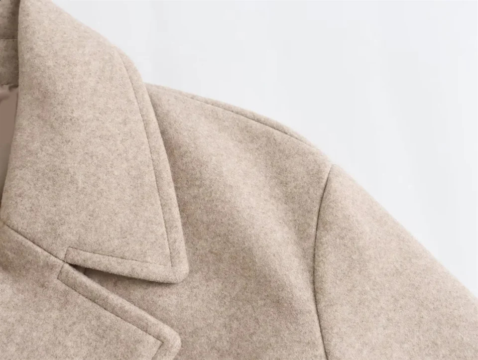 Autumn/Winter Mid length Over Knee Woolen Double Chest Soft Loose Versatile Jacket 240828