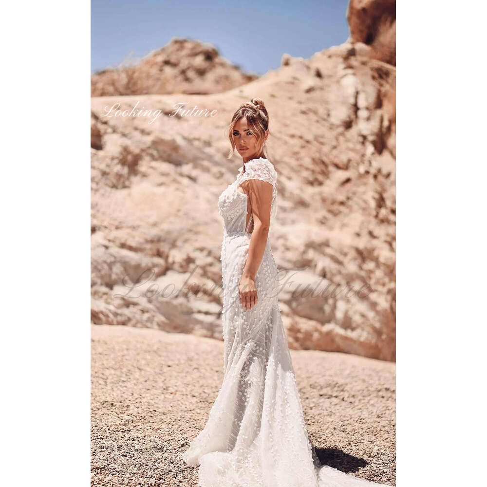 Exquisite Satin White Mermaid Wedding Dress V Neck Sleeveless Cap Sleeve Open Back Bride Gown For Woman Vestido de Novia