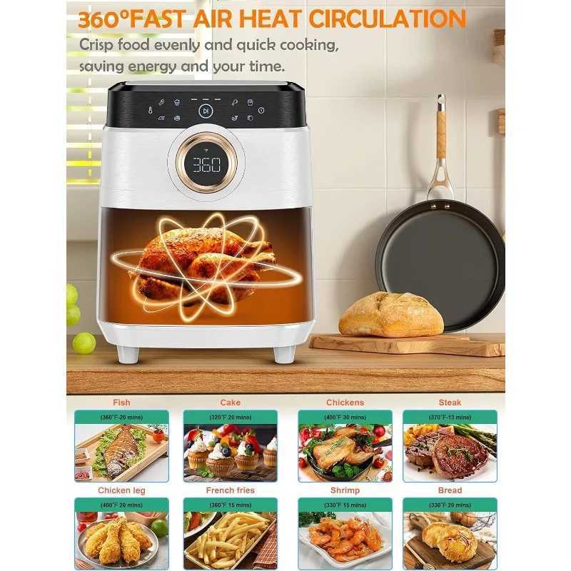 Air Fryer ALLCOOL Airbryer Oven 8QT Large 1700W 8-in-1 with Touch Screen Air Fryer Dishwasher Safe Tick Free Basket Freidora CL240829