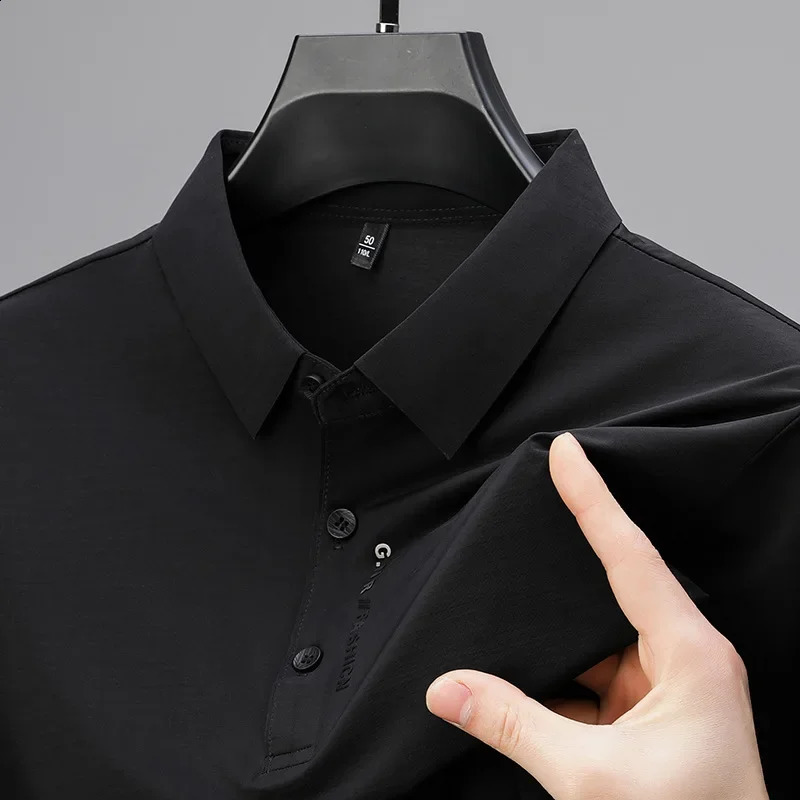 Mens Business Casual Polo Shirt Fashion Trend Simple Collar Body Suitable for Breathable Top 240828