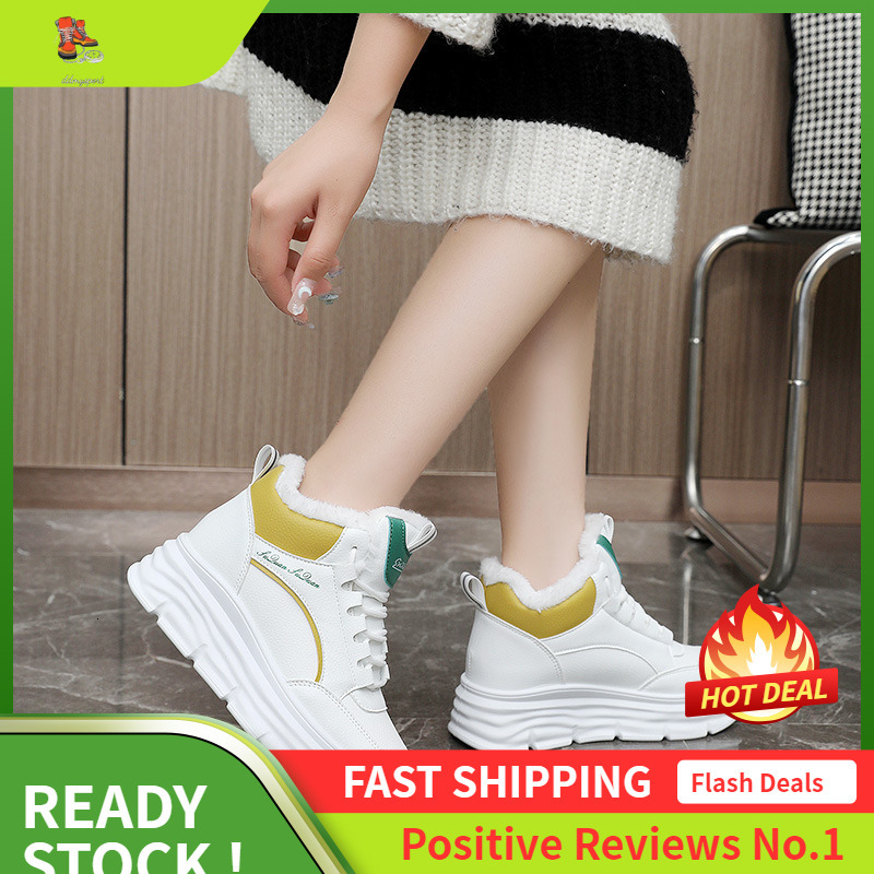 Ddmysports W Velvet For Winter New Inner Elevated Warm Women S Small White Thick Sole Cotton Board Shoes OUTDOOR