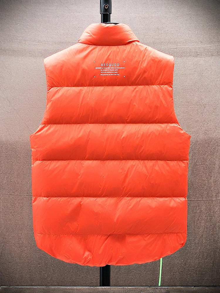 Winter apron vest mens 80% white duck style large size 6XL vertical collarless thick warm jacket windproof and heat goldplated 240828
