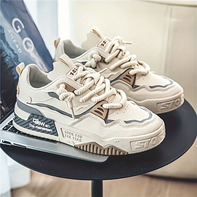 Men's Trendy Street Style Platform Skateboard Shoes, Comfy Non Slip Durable Casual Lace Up Sneakers For Men's Outdoor Activities