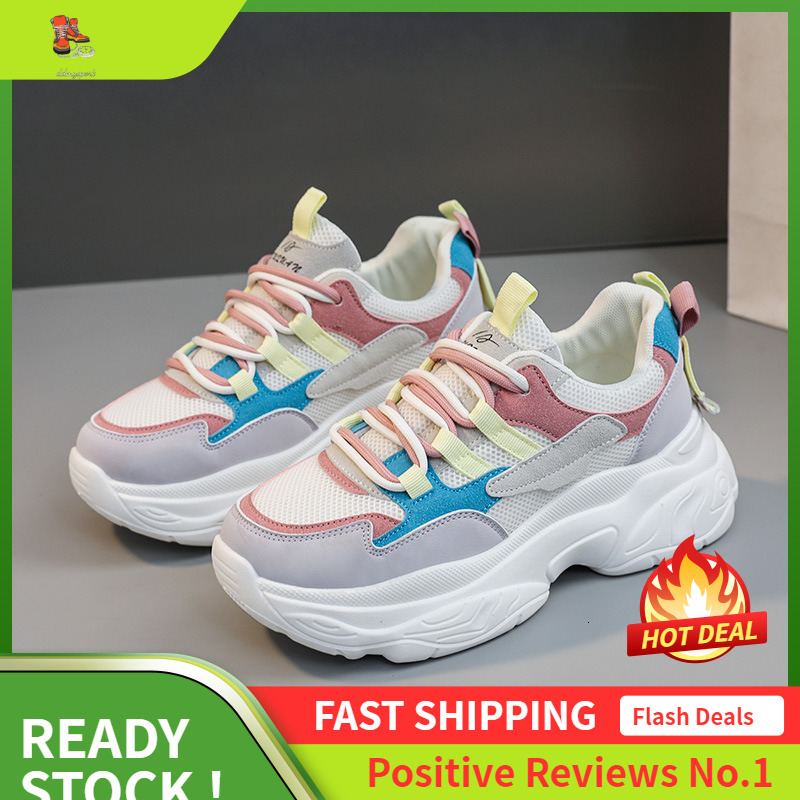 Ddmysports K New Color Blocked Women S Shoes Autumn Mesh Breathable Height Increasing Thick Sole Versatile Casual Old OUTDOOR