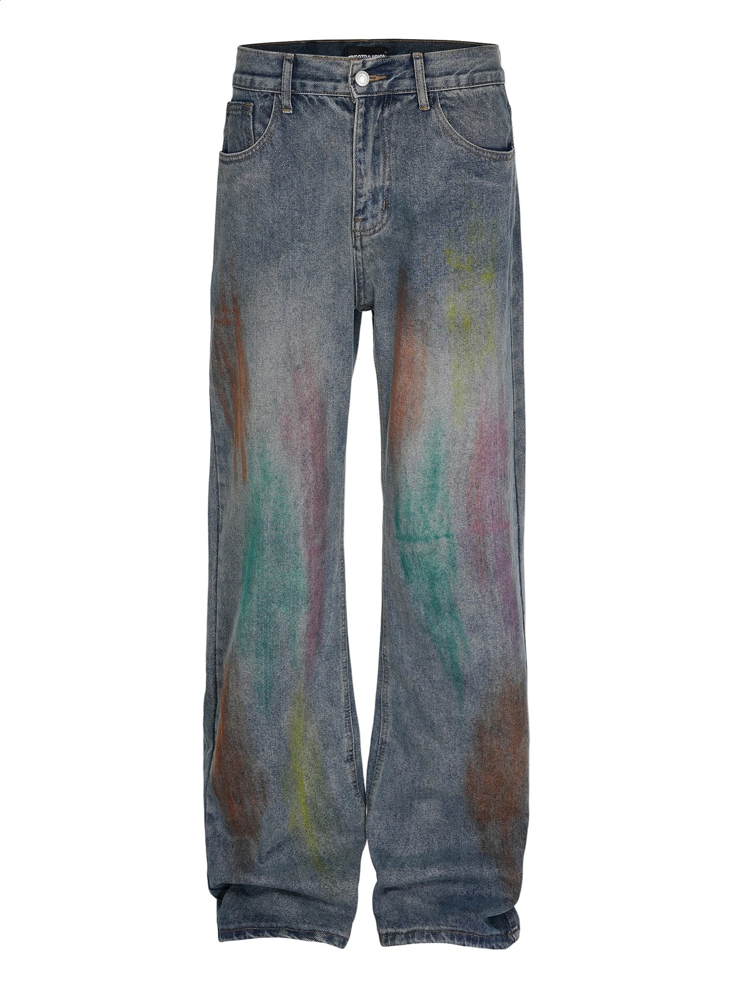 BLACKLISTS American Rainbow Graffiti n Feel Jeans Mens Trendy Loose Straight Pants 240829