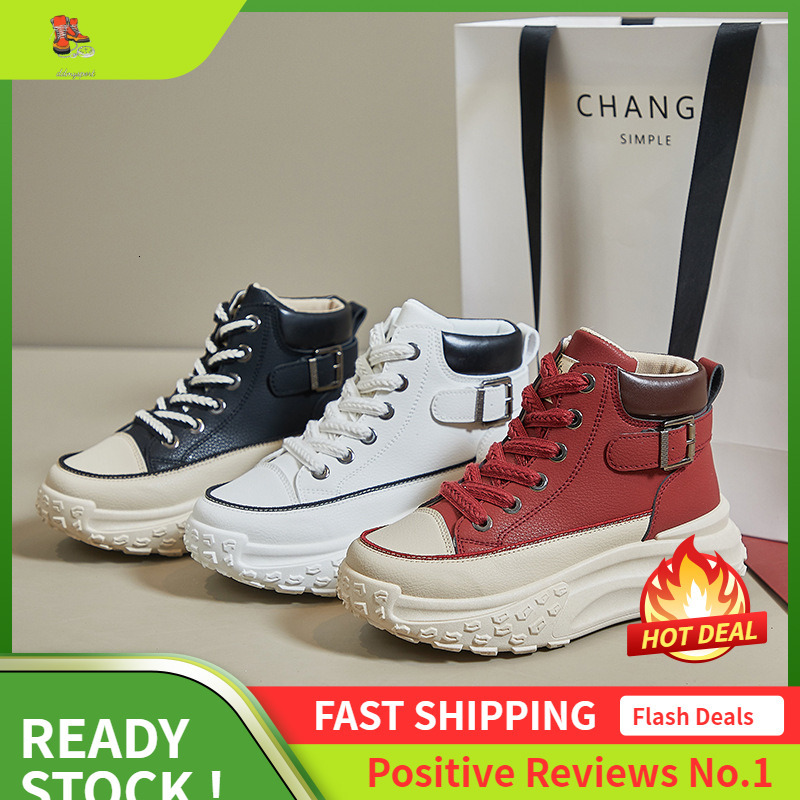 Ddmysports Autumn High Top White New Korean Version Ins Female Student Thick Sole Height Increasing Sports Board Shoes Casual Y OUTDOOR