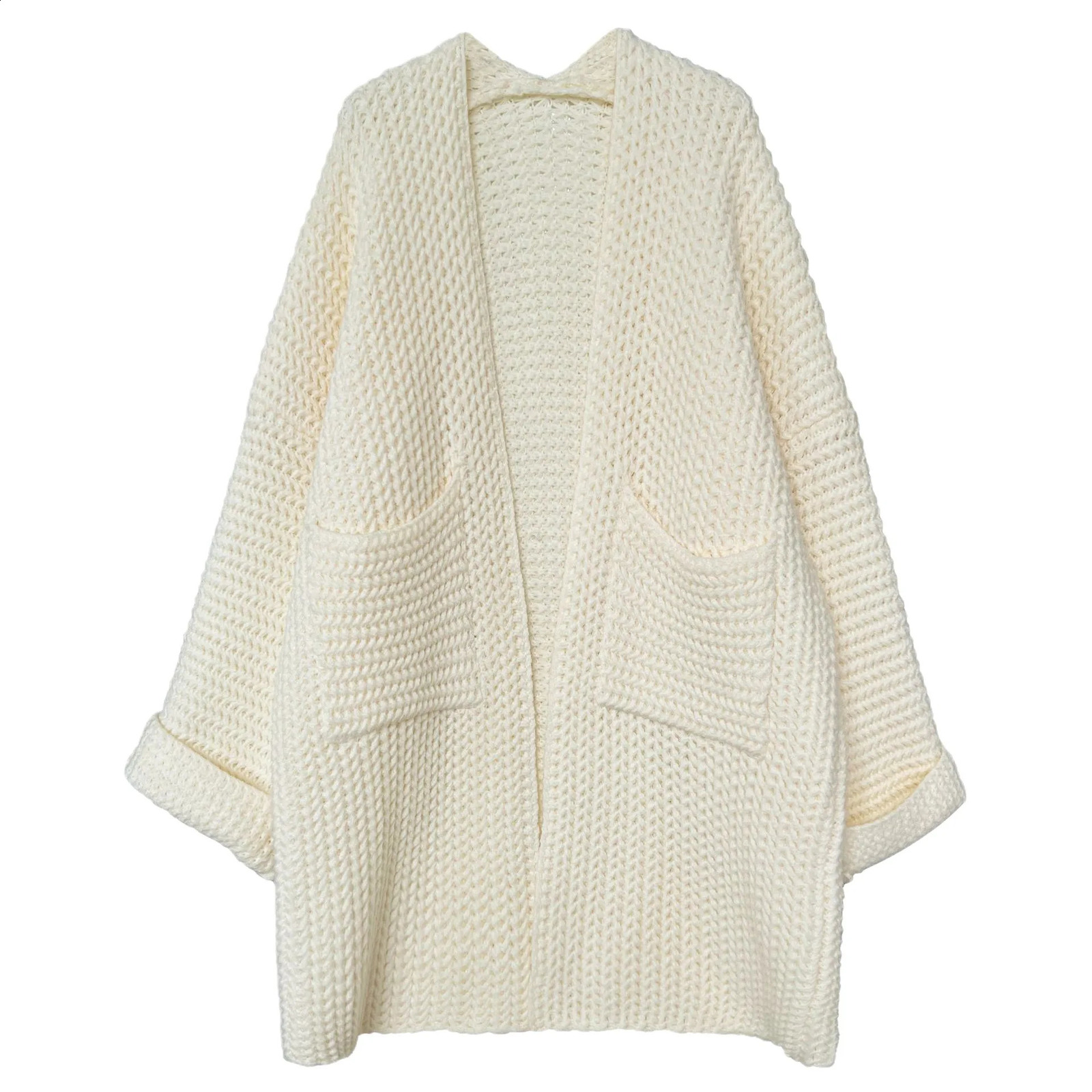Maxi Cardigan Knit Sweater Women Crochet Spring Autumn Winter Sweater Heart Streetwear Pocket Knitted Coat Long Jacket Jumpers 240828