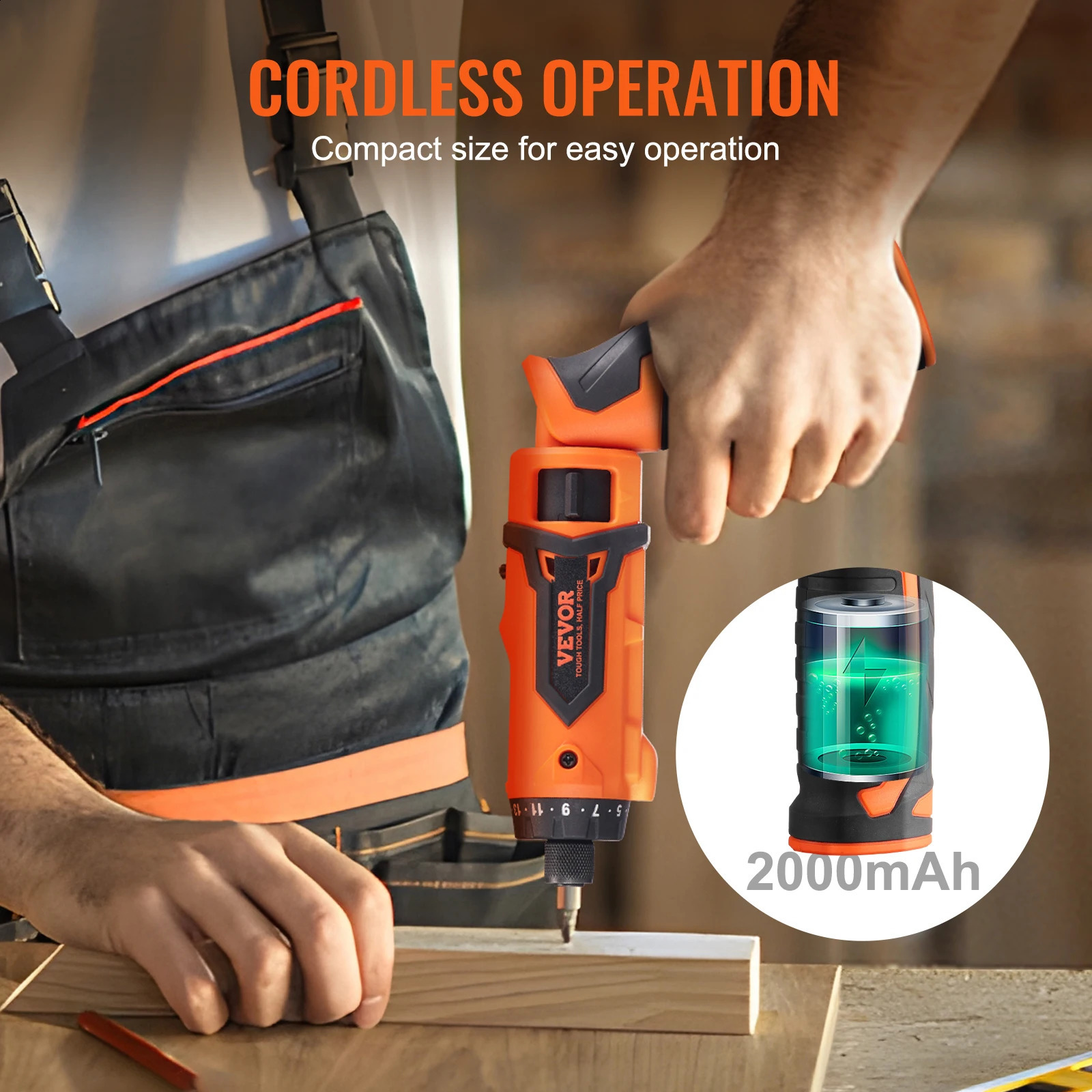 VEVOR cordless screwdriver 8V 7Nm electric charging kit with 82 accessory kits and cable LED light 240828