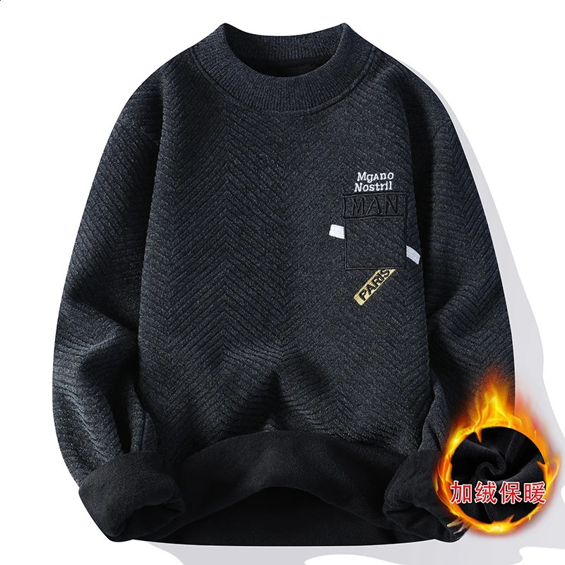 Mens French letter print and wool sweater with autumn and winter thick pull up sweater 240829