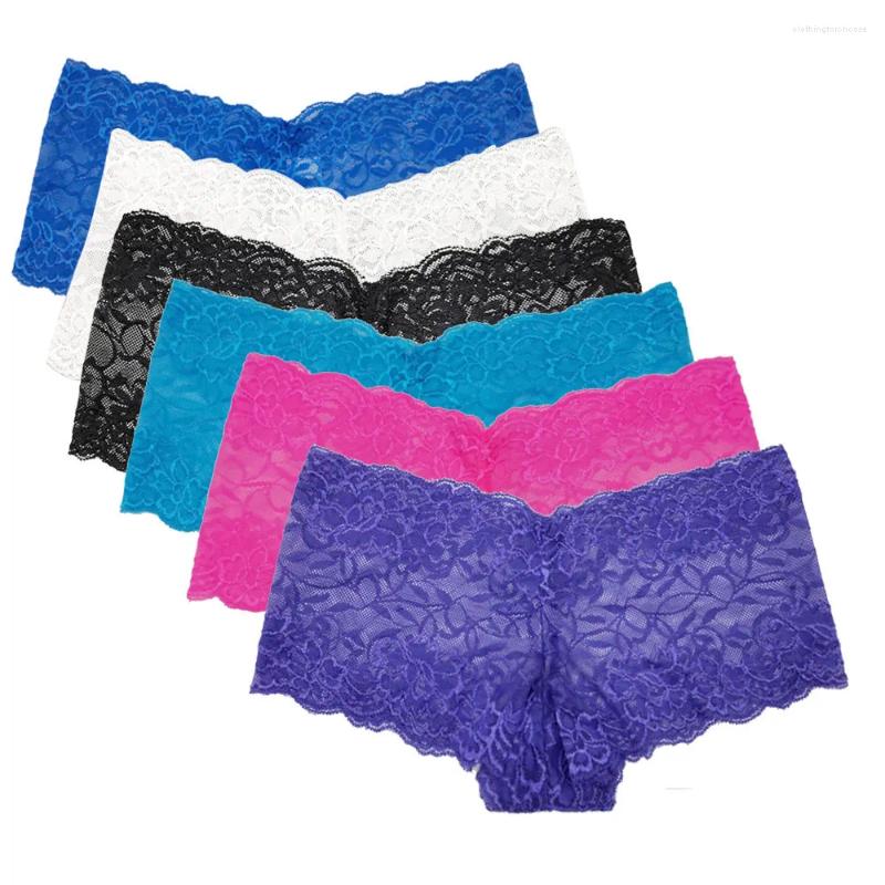 Women's Panties 5 Pcs/Set Female Boxers Underwear Lace Boyshorts Women Transparent Shorts Ladies Lingerie