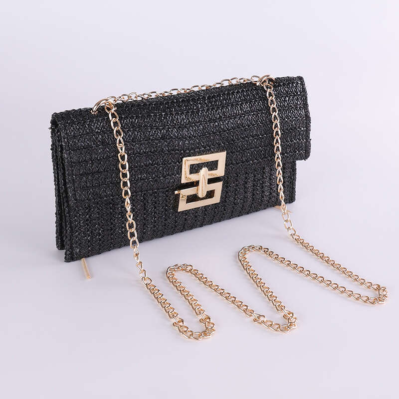 2024 Summer Straw for Women - Multilayer Chain Flip Lock Woven Beach Shoulder Bag 4 385ac