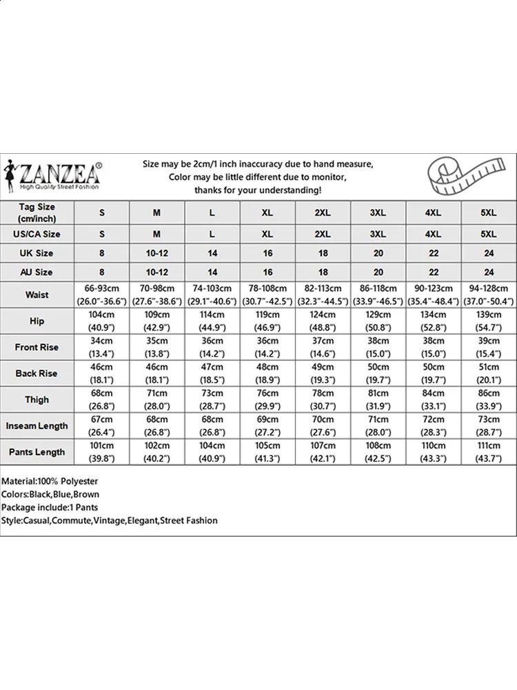 ZANZEA Womens Pants Korean Edition Elastic Waist Straight Holiday Summer Brushed Trouser Casual Bottom 240827