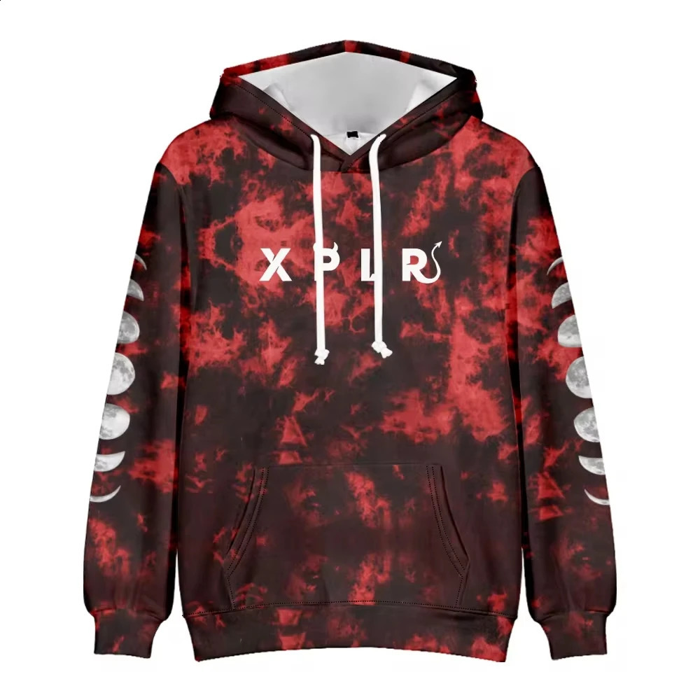 Y2K Sam And Colby Hoodie XPLR Hell Week 22 Cloud Sweatshirt Red Tie Dye Pullover Streetwear Clothing Fashion Casual Truck 240828