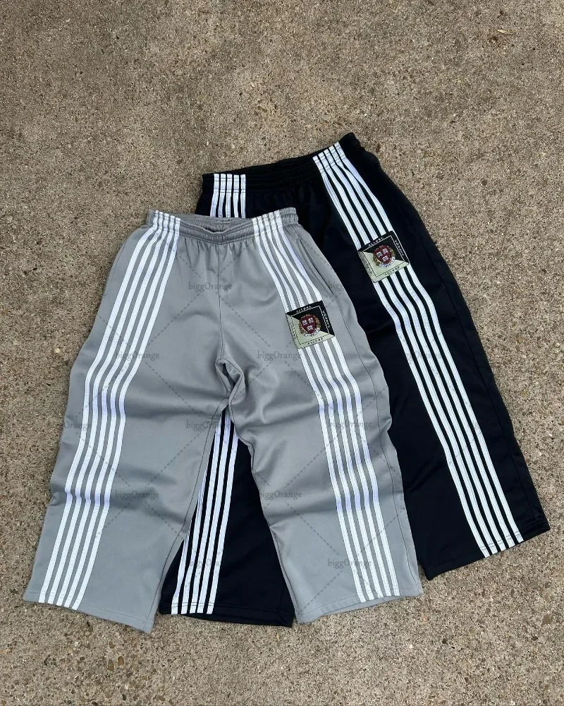 Harajuku retro striped wide leg pants for women Y2K embryo casual hiphop fashion street 240829