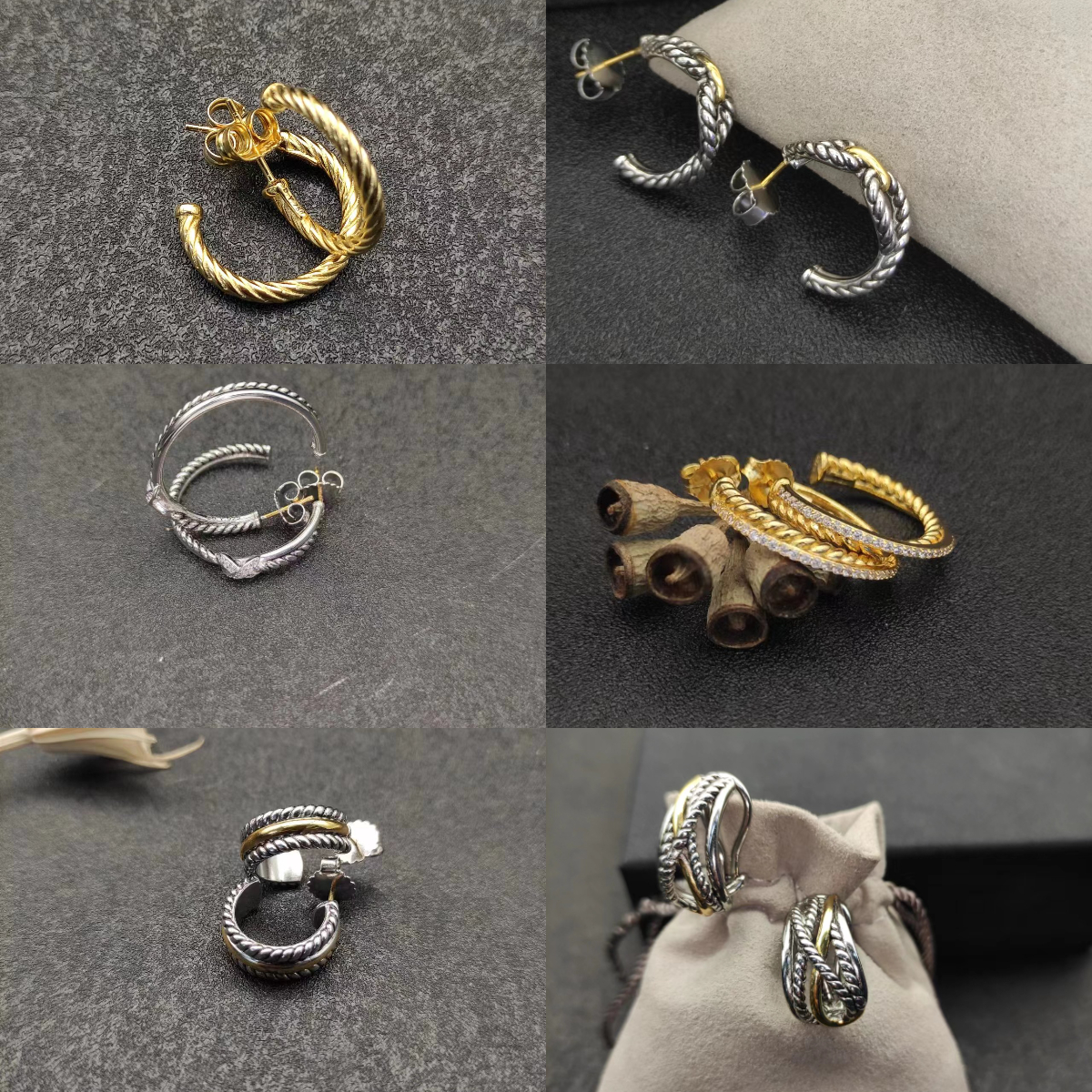 Vintage Designer Earrings Silver Earrings Twisted Rope gold earrings designer for women Circle with Diamond Earrings Punk Designer Jewelry Multiple Options