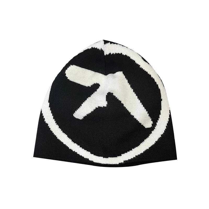 Aphex Twin Wen Hat Mens Knitted Bean Hat Y2k Street Clothing Winter Fashion Plow Kpop Retro Gothic Warm Hip Hop Unisex Style X250212