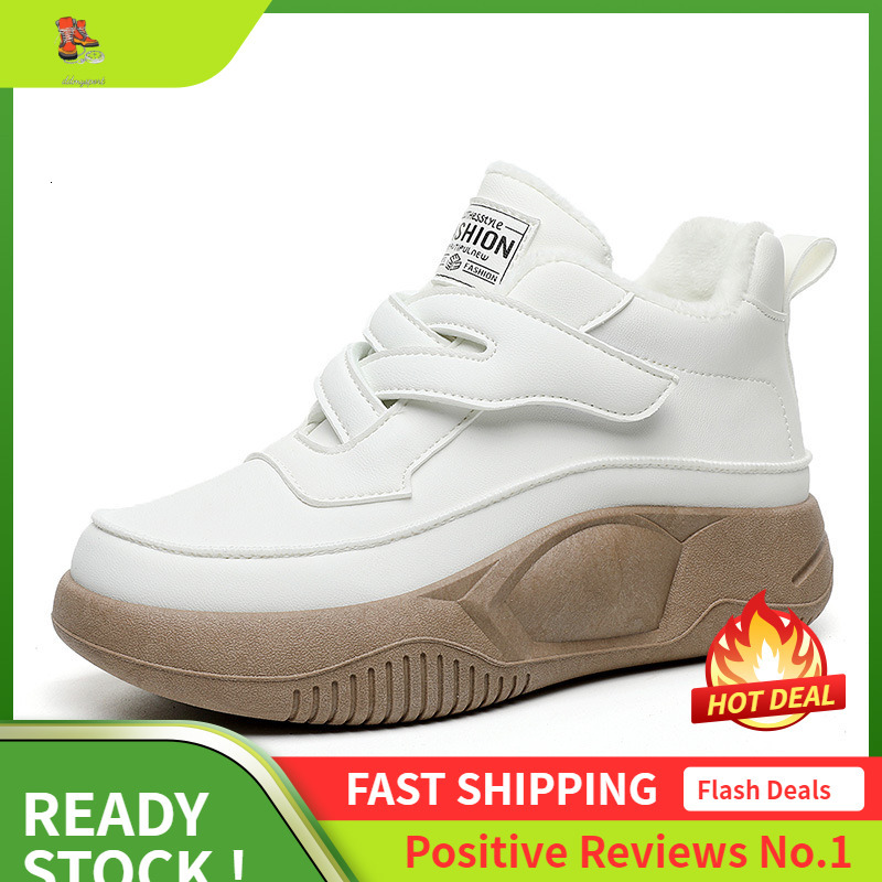 Ddmysports K Winter New White Women S Korean Edition Thick Bottom With Velvet For Warmth And Eight Increase Board Shoes Cotton OUTDOOR