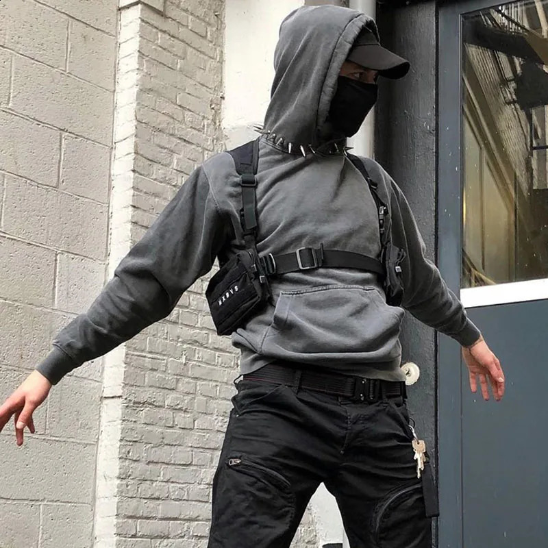 Streetwear Punk Chest Rig Bag For Unisex Hip-Hop Tactical Chest Bags Functionality Vest Fanny pack Women Phone pocket Wallet 240829