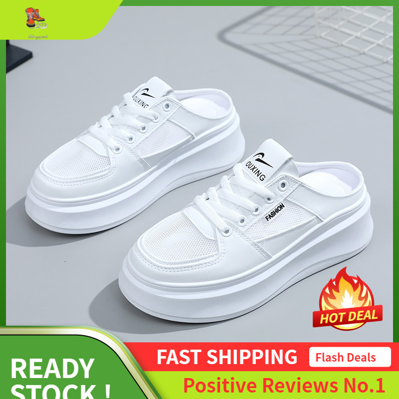 Ddmysports S Slippers Spring And Summer Thick Soled Height Increasing Women S Shoes Breathable Mesh Surface Half Drag For Students OUTDOOR