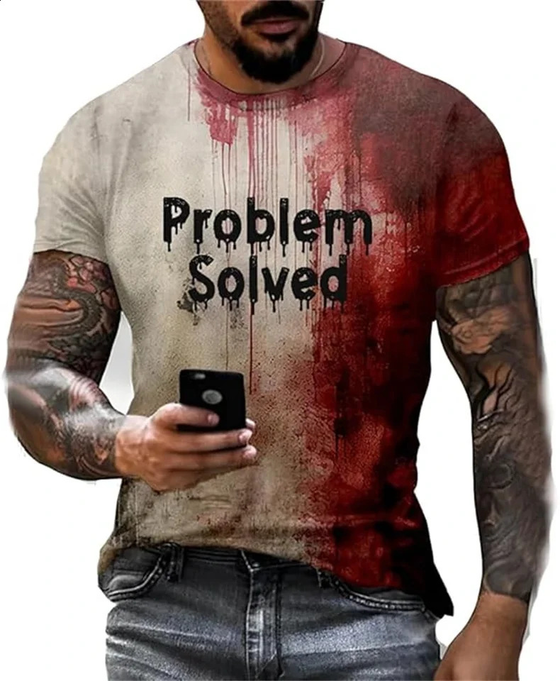 Summer fashion casual horror Halloween mens T-shirt trend personalized 3D printed round neck Halloween party T-shirt top 240829