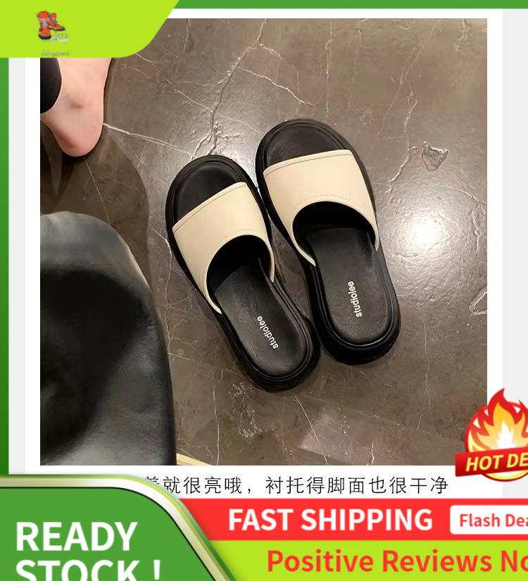 Ddmysports Grape Mom S Summer Outerwear Fashion Simple Round Ead Thick Bottom Wide Face Casual One Step Leather Slippers For Women OUTDOOR