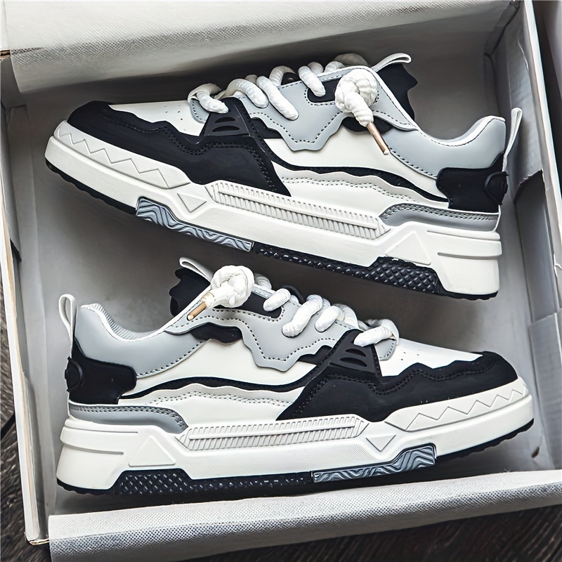 Men's Trendy Colour Block Street Style Low Top Skate Shoes, Comfy Non Slip Casual Sneakers For Men's Outdoor Activities