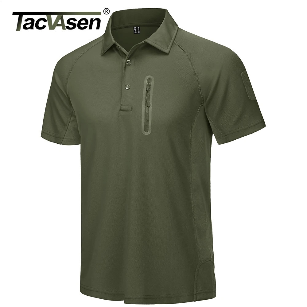 TACVASEN Summer Quick drying Tshirt with Zipper Pocket Mens Short sleeved Golf Outdoor Fishing and Hiking Top 240828