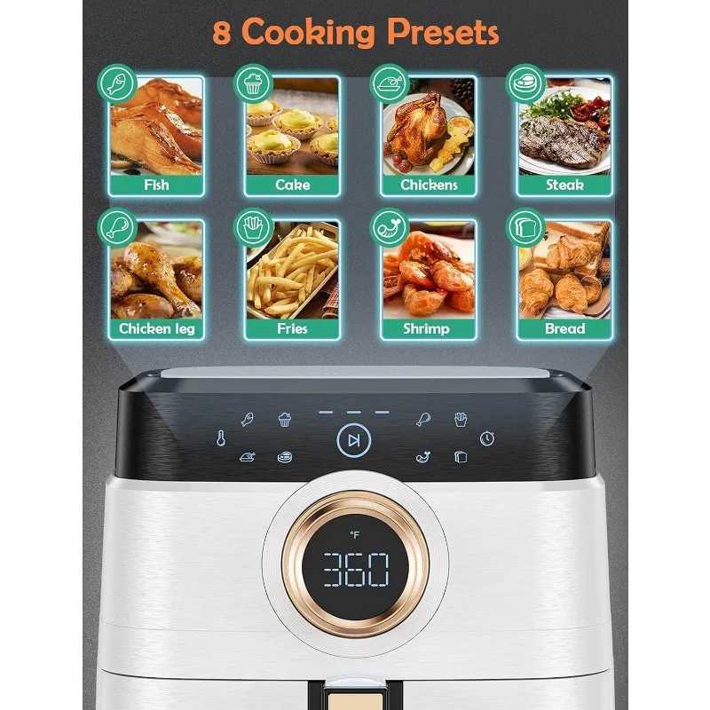 Air Fryer ALLCOOL Airbryer Oven 8QT Large 1700W 8-in-1 with Touch Screen Air Fryer Dishwasher Safe Tick Free Basket Freidora CL240829