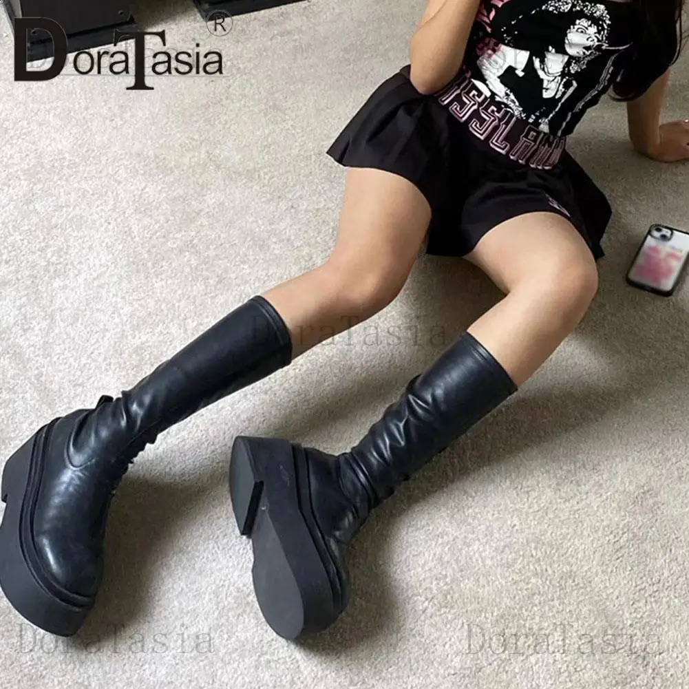 Womens Platform Small Leg Boots Fashion Wedge High Heels Womens Casual Party Thick soled Womens Shoes 240827