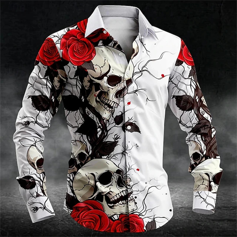Fun Autumn/Winter Yellow Shirt for Halloween Halloween Party Fashion Mens Long Sleeve Top Temperature Button Down Jacket 240829