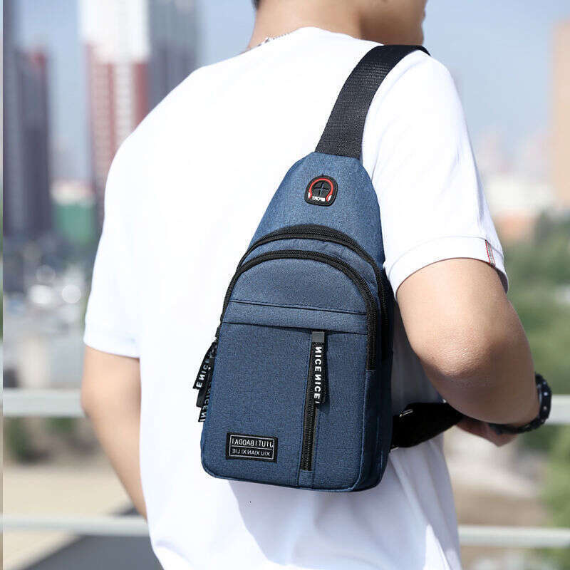 News Men's backpack 2024 new nylon canvas chest bag, casual sports travel chest bag, single shoulder crossbody bag