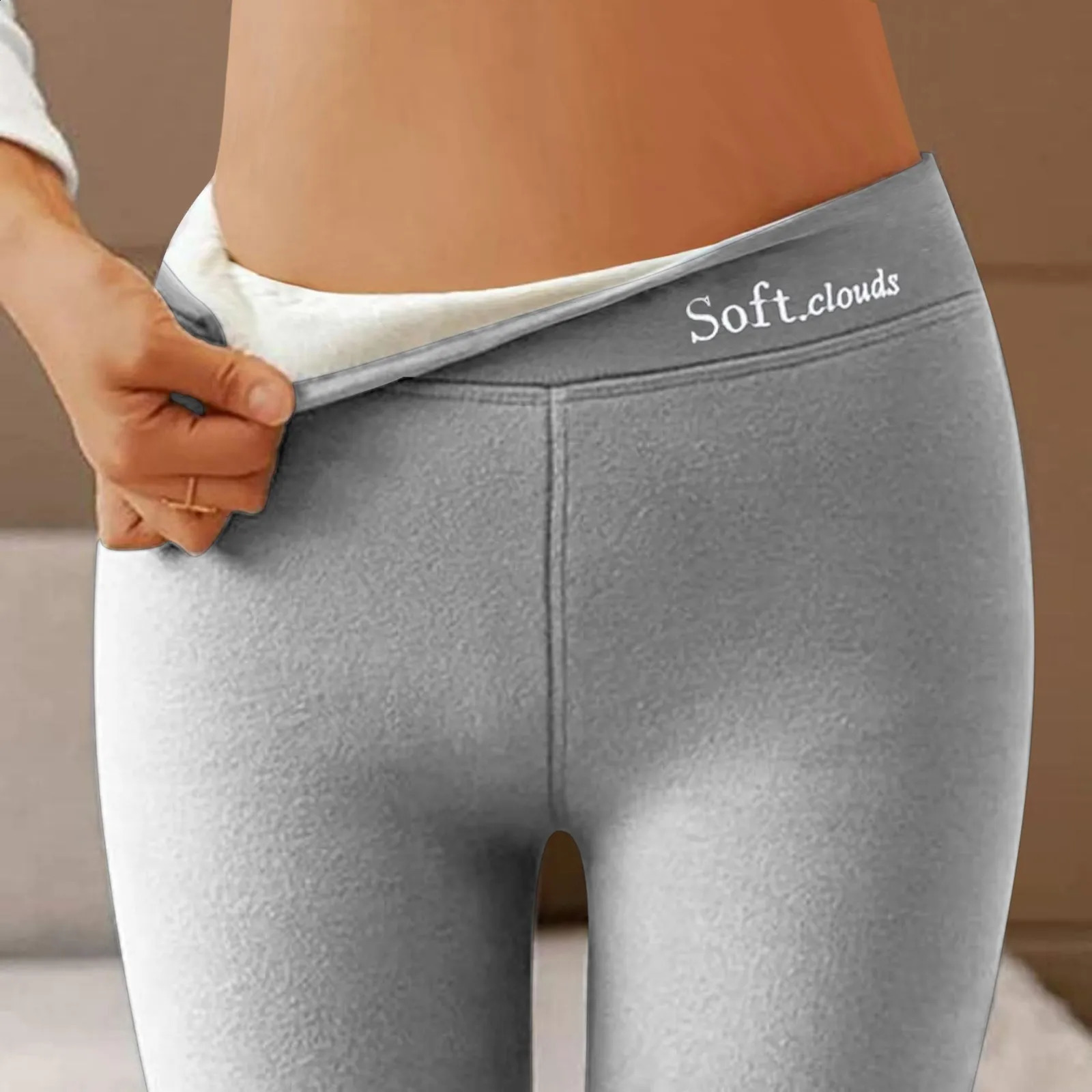 Autumn and Winter Thick Outer Leg Womens High Waist Solid Color Elastic Pencil Pants Warm Velvet Legs 240827