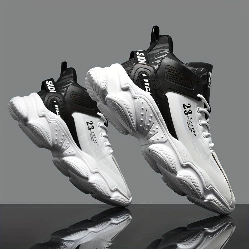 Comfy Non-Slip Lace Up Sneakers for Men's Outdoor Activities with Shock Absorption and Trendy Color Block Design