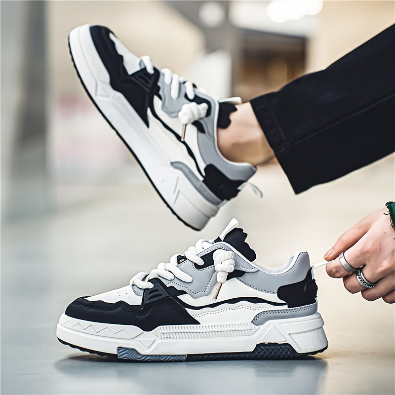 Men's Trendy Colour Block Street Style Low Top Skate Shoes, Comfy Non Slip Casual Sneakers For Men's Outdoor Activities