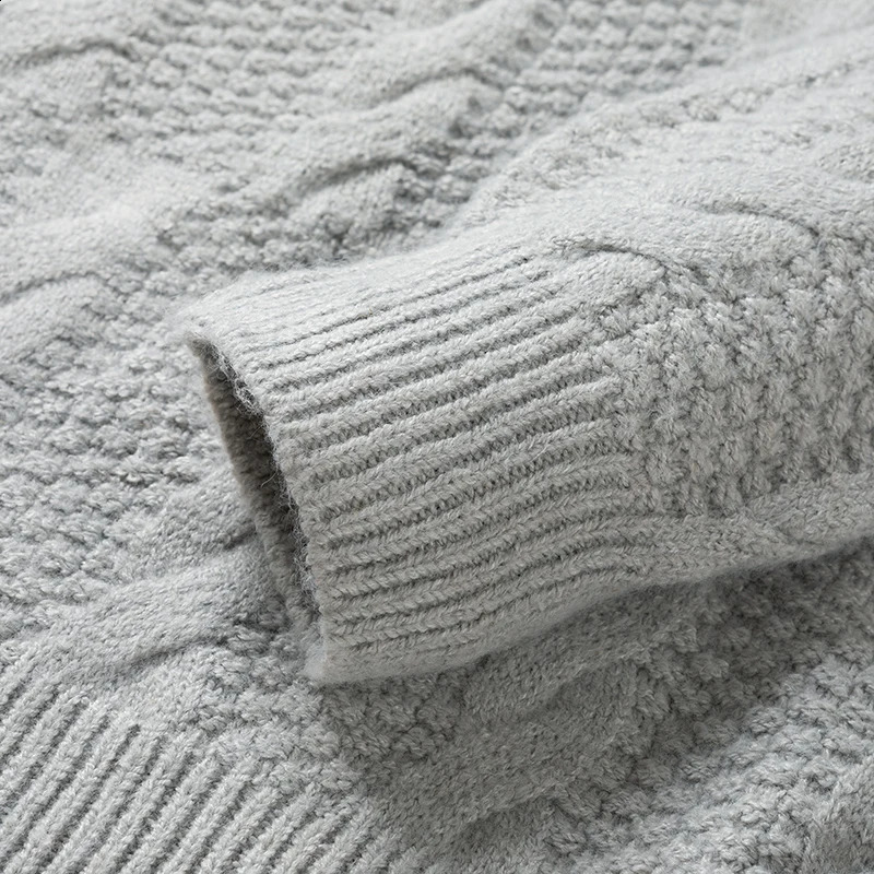 Korean clothing mens sweater solid color O-neck long sleeved knitted mens zipper winter fashion mens warm sweater 240829