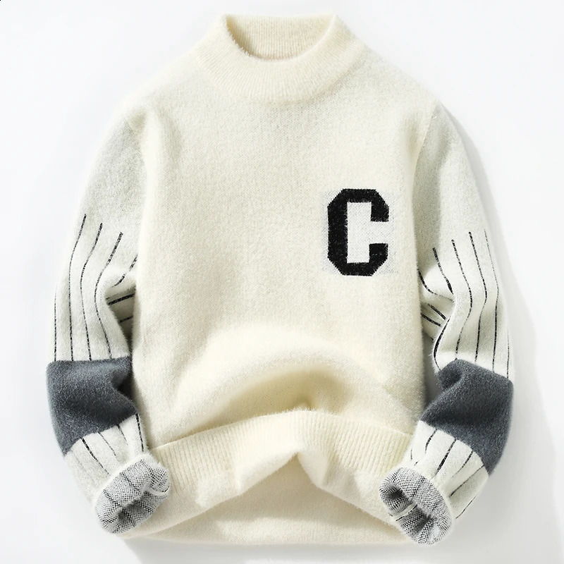 Mens Sweater Winter Arrival Thick Warm Sweater Mens Letter Pattern Sweater Mens Wool Zipper Size M-3XL MY82 240829