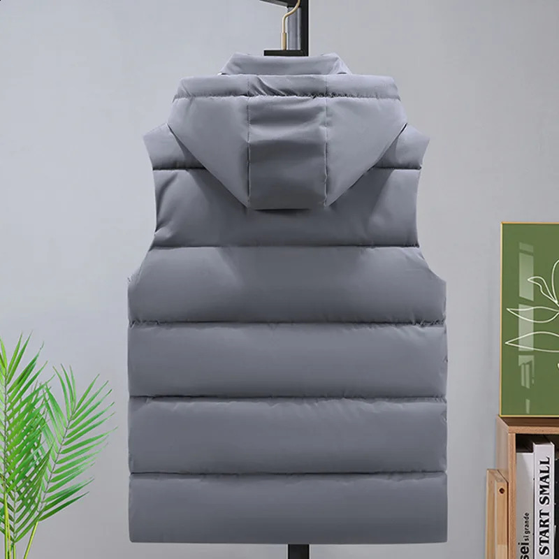 Wxw3627 autumn and winter hooded vest jacket black gray red zipper cotton neutral 240828