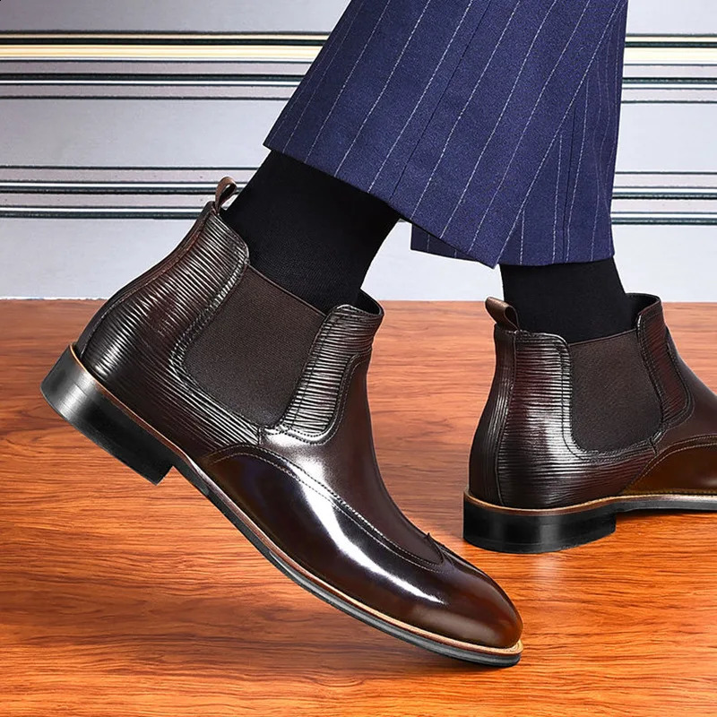 Classic Retro Genuine Leather Boots Men Fashion Ankle Mens Casual British Style Short Boot High-Top Shoes 240828