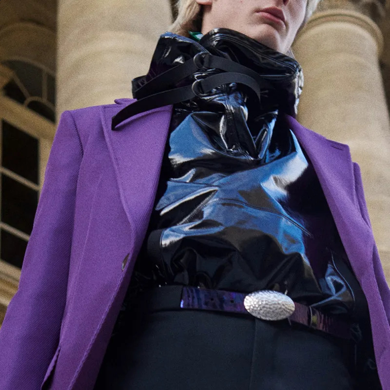 Mens double-sided medium length cashmere coat winter fashion trend purple charm retro casual wool loose windshield 240828
