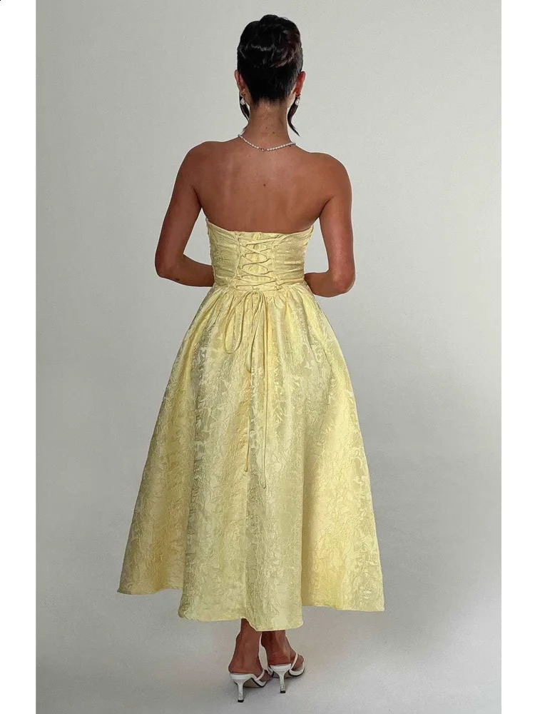 Articat Elegant Strapless High-end Satin Long Dress Women Sexy Sleeveless Backless Female Bodycon Party Evening Vestidos