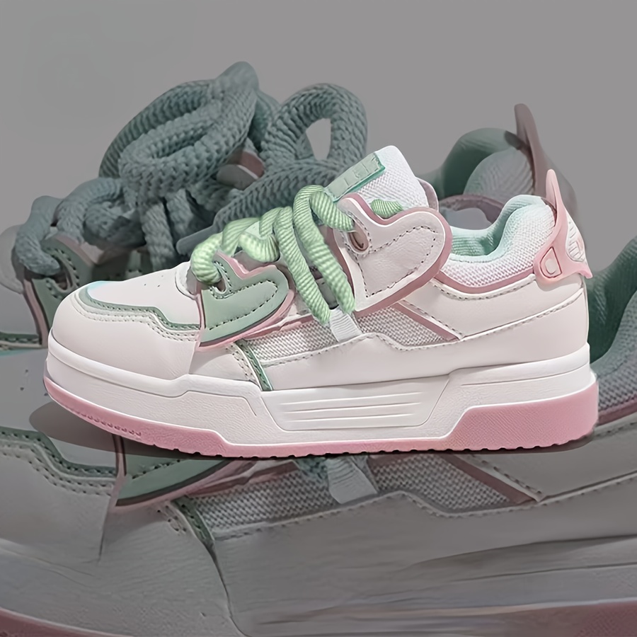 Trendy Women's Color Block Sneakers with Non-Slip Soles and Height-Increasing Thick Soles