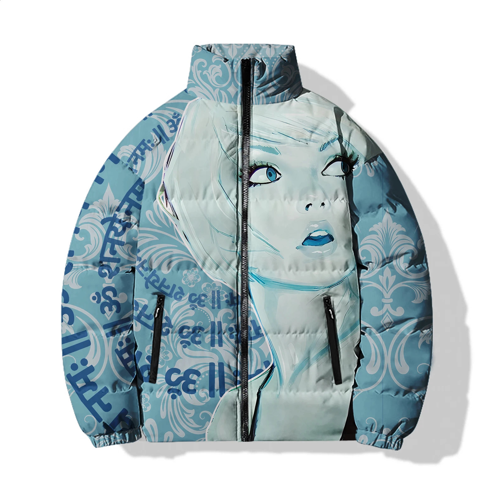 Japanese Anime Mens Winter Coat Retro Sculpture Cold Jackets 3D Printing Parka Man Stylish and Comfortable Cool 240828