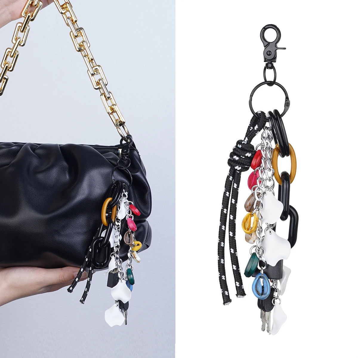 Fashion Keychain Lock Bag Pendant Multi-Functional Acrylic Bag Charms Keychains Colorful Phone Case Charms Bag Accessories 240828