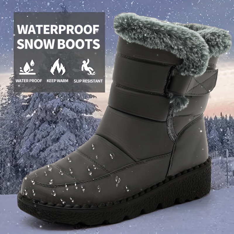Womens Solid Color Luxe Plush Snow Boots - Stylish Casual, Ultra-Comfortable, Insulated Winter Ankle Boots with Durable Platform Sole