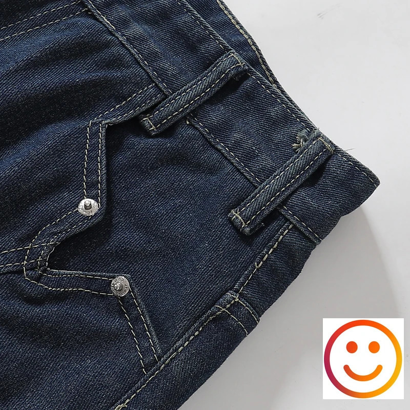 Frayed Trace TieDye Blue VPocket Denim Shorts Straight Loose Shortpant Men Women 240826Z